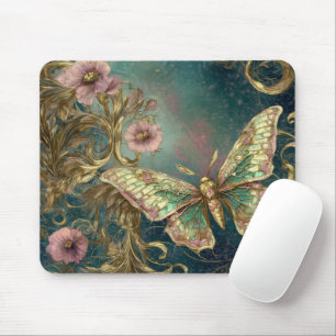Mousepad Jardim de Borboletas Douradas - Jardim Art Nouveau