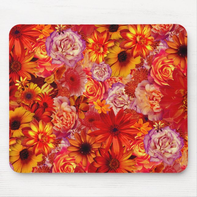 Mousepad Jardim de Campo de Flor Laranja Feliz (Frente)