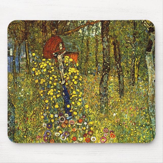 Mousepad Jardim de fazenda com Crucifixo por Gustav Klimt (Frente)