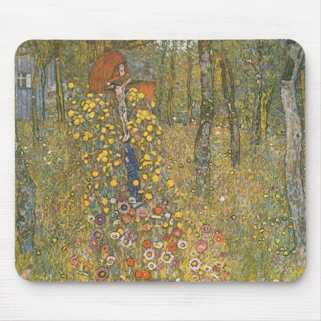 Mousepad Jardim de fazenda com Crucifixo (por Gustav Klimt) (Frente)