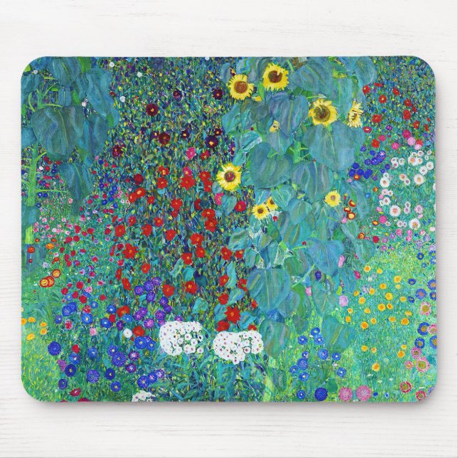 Mousepad Jardim de fazenda com girassóis, Gustav Klimt (Frente)