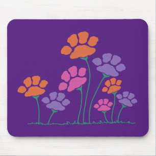 Mousepad Jardim de Flores de Pegada de Pata