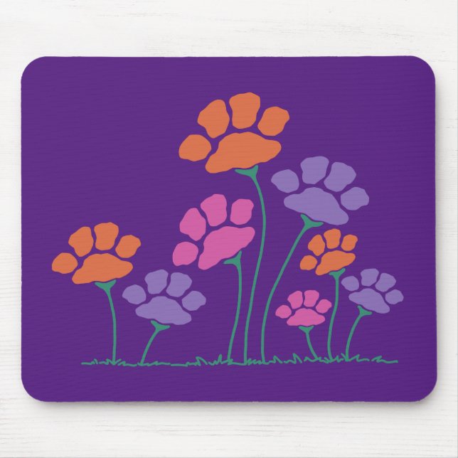 Mousepad Jardim de Flores de Pegada de Pata (Frente)