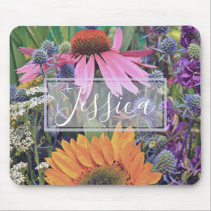Mousepad Jardim de Flores de Verão Colorido Personalizado