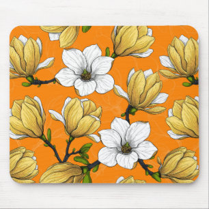 Mousepad Jardim de Magnolia em amarelo