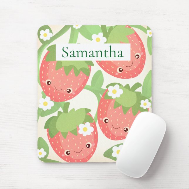 Mousepad Jardim de Morango Fofo (Com mouse)