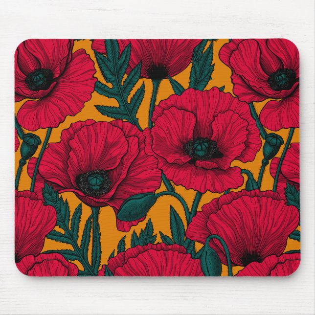 Mousepad Jardim de papoila-vermelha (Frente)