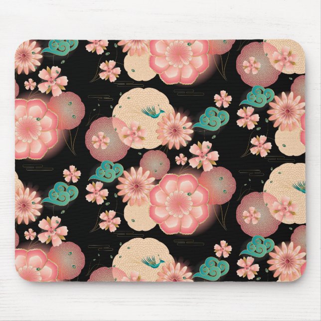 Mousepad Jardim de Pêssego do Primavera de Ornamento Floral (Frente)