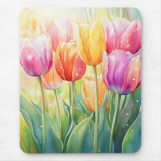 Mousepad Jardim de Tulipas de Primavera de Aquecedora (Frente)
