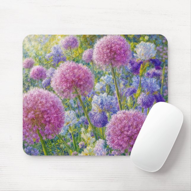 Mousepad Jardim de Verão de Allium e Íris (Com mouse)