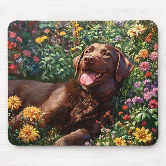 Mousepad Jardim do Cão do Chocolate Labrador Retriever (Frente)
