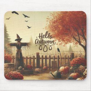 Mousepad Jardim do outono e espantalho
