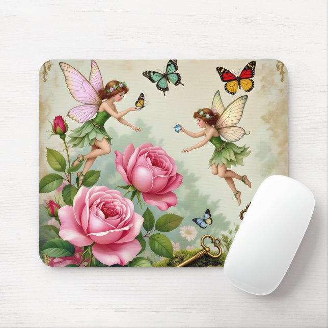 Mousepad Jardim Encantado de Fadas Florais (Com mouse)