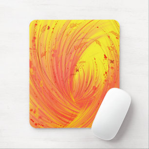 Mousepad Jardim Encantado de Laranja Amarelo-abstrato