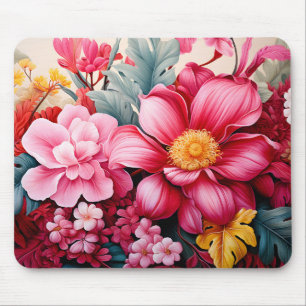 Mousepad Jardim Floral Tropical Rosa Exótico