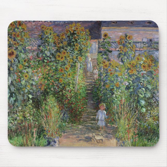 Mousepad Jardim Monet Vetheuil Pintura Impressionista de Fl (Frente)