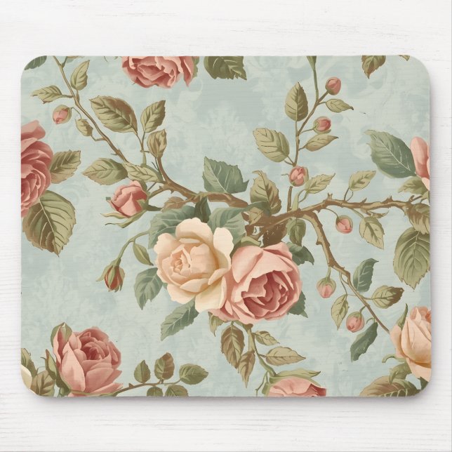 Mousepad Jardim Romântico de Rosas Antigas (Frente)