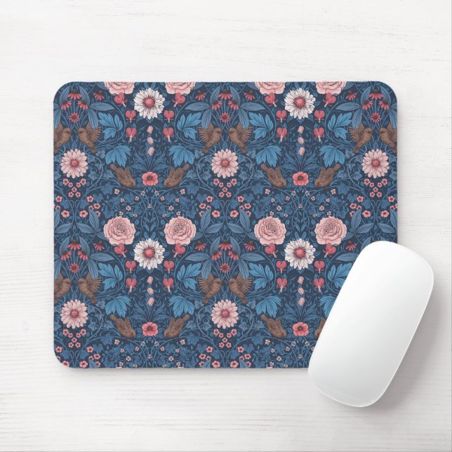 Mousepad Jardim selvagem em azul (Com mouse)