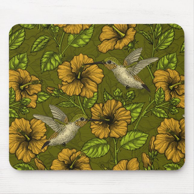 Mousepad Jardim tropical amarelo e verde (Frente)