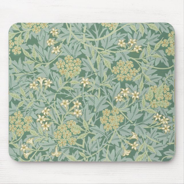 Mousepad Jasmine Verde Amarelo por William Morris (Frente)