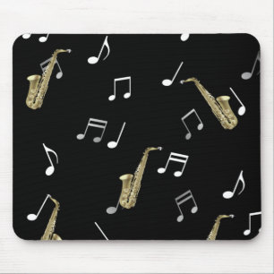 Mousepad Jazzy Saxofone e Notas Musicais