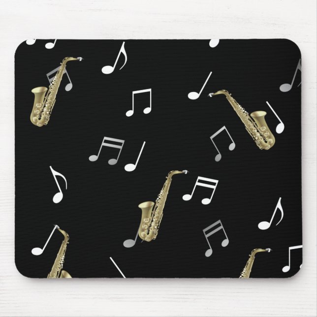 Mousepad Jazzy Saxofone e Notas Musicais (Frente)