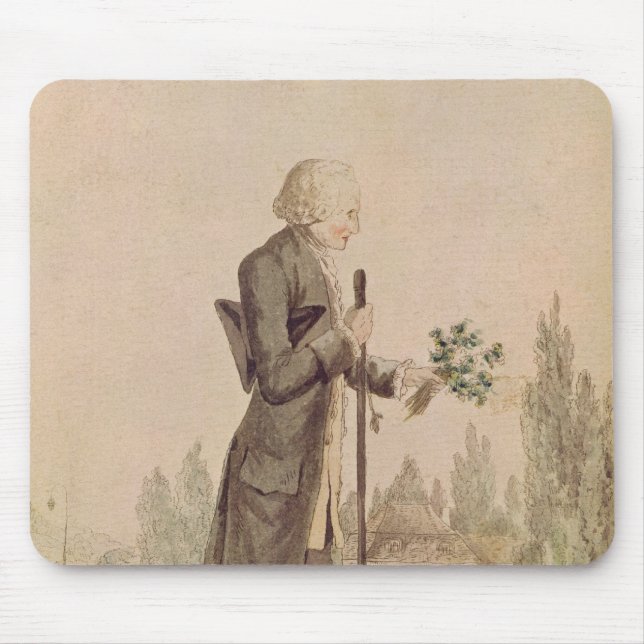Mousepad Jean-Jacques Rousseau que recolhe ervas (Frente)