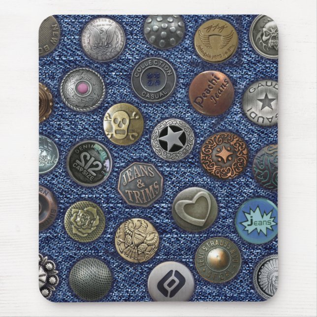 Mousepad Jeans azuis modernos do mouse com botões (Frente)
