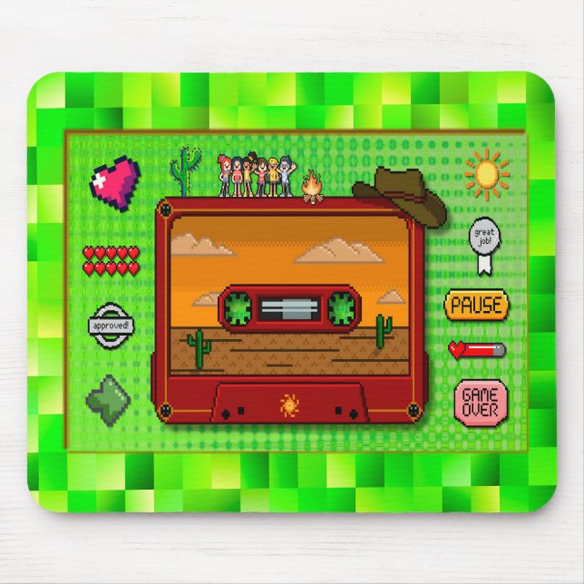 Mousepad Jeans pixel art mousse rug. (Frente)