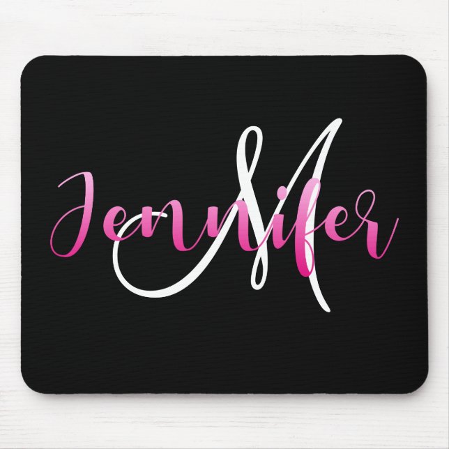 Mousepad Jennifer de Ombre Rosa com Monograma Personalizáve (Frente)