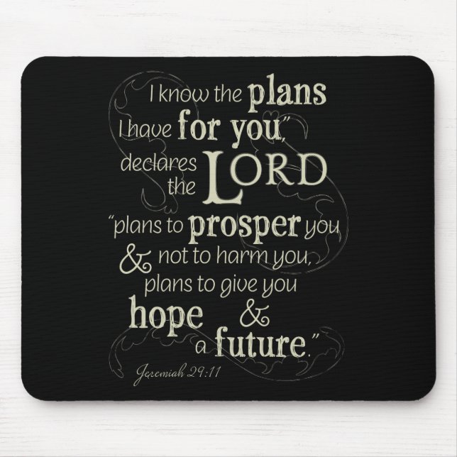 Mousepad Jeremiah 29:11 Encorajando a Bíblia Verse (Frente)