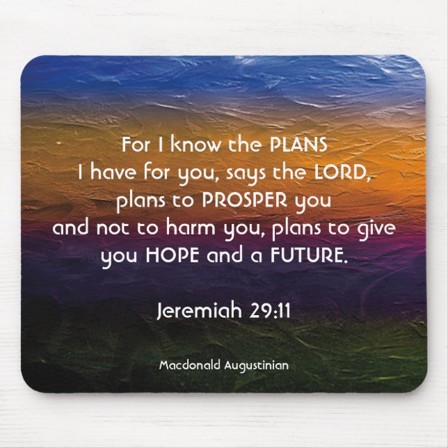 Mousepad Jeremiah 29:11 PORQUE EU CONHEÇO OS PLANOS Persona (Frente)