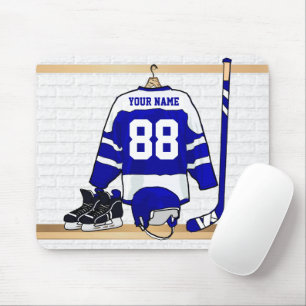 Mousepad Jérsei azul e branco personalizado do hóquei em