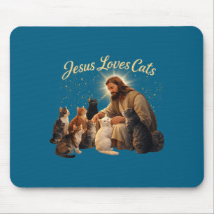 Mousepad Jesus Ama Gatos Cristão Amante de Gatos Jesus Abra