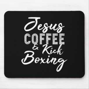 Mousepad Jesus Café e Kickboxing Artes Marciais Engraçado T