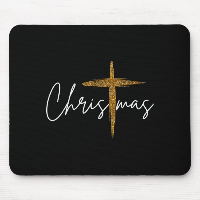 Mousepad Jesus Christian Cross Merry Christmas Pajamas Fami (Frente)