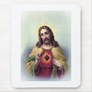 Mousepad Jesus com Coração Sagrado Brilhante