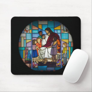 Mousepad Jesus com Crianças de Vidro Estreitado