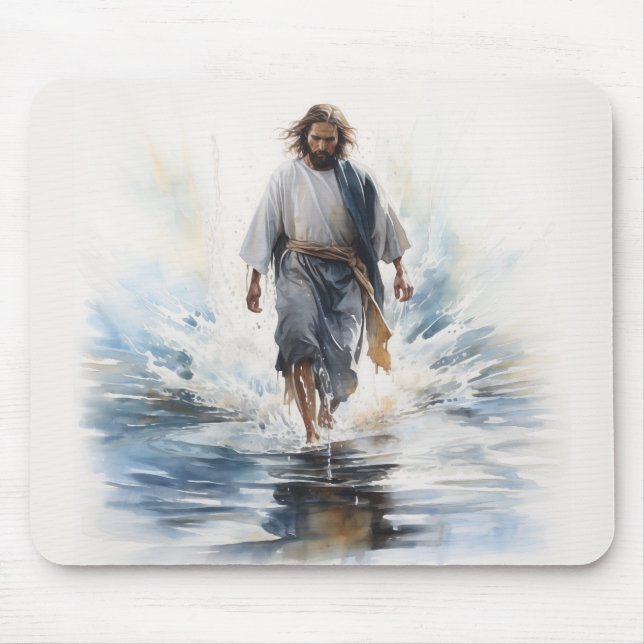 Mousepad Jesus Cristo caminhando sobre a água, cristão #10 (Frente)