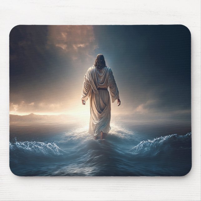 Mousepad Jesus Cristo caminhando sobre a água, cristão #11 (Frente)