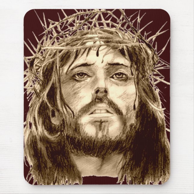 Mousepad Jesus Cristo com uma Coroa de Cornos (Frente)