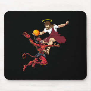 Mousepad Jesus Cruzando O Jogador De Basquete Do Diabo