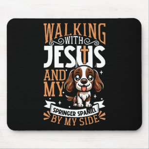 Mousepad Jesus e cão - Inglês Springer Spaniel