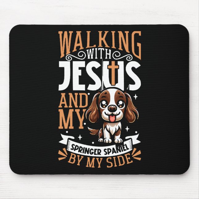 Mousepad Jesus e cão - Inglês Springer Spaniel (Frente)