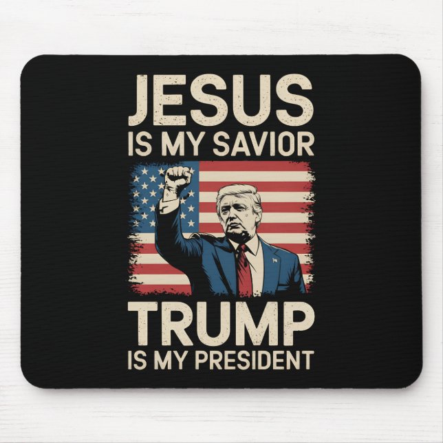 Mousepad Jesus é meu salvador Trump é meu presidente 47 EUA (Frente)