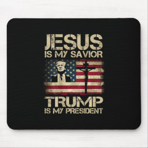 Mousepad Jesus É Meu Salvador Trump É Meu Presidente Bandei