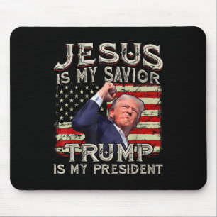 Mousepad Jesus é o meu salvador é o meu presidente american