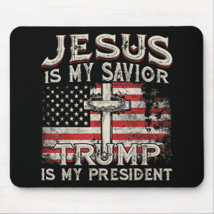 Mousepad Jesus é o meu salvador é o meu presidente american