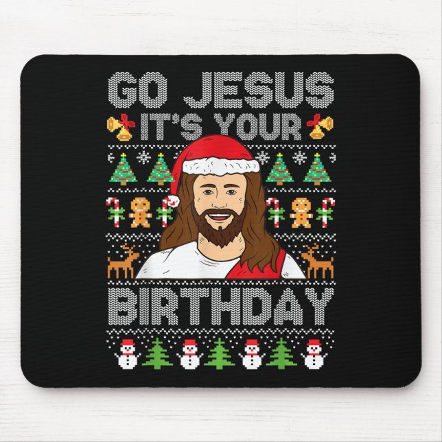 Mousepad Jesus, é o seu suéter de Natal feio (Frente)