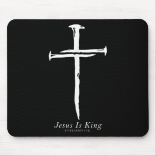 Mousepad Jesus é Rei Engraçado Unhas Cruzadas Cristão